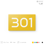 Номер на дверь 301, табличка на дверь для офиса, квартиры, кабинета, аудитории, склада, желтая 120х70 мм, Айдентика Технолоджи