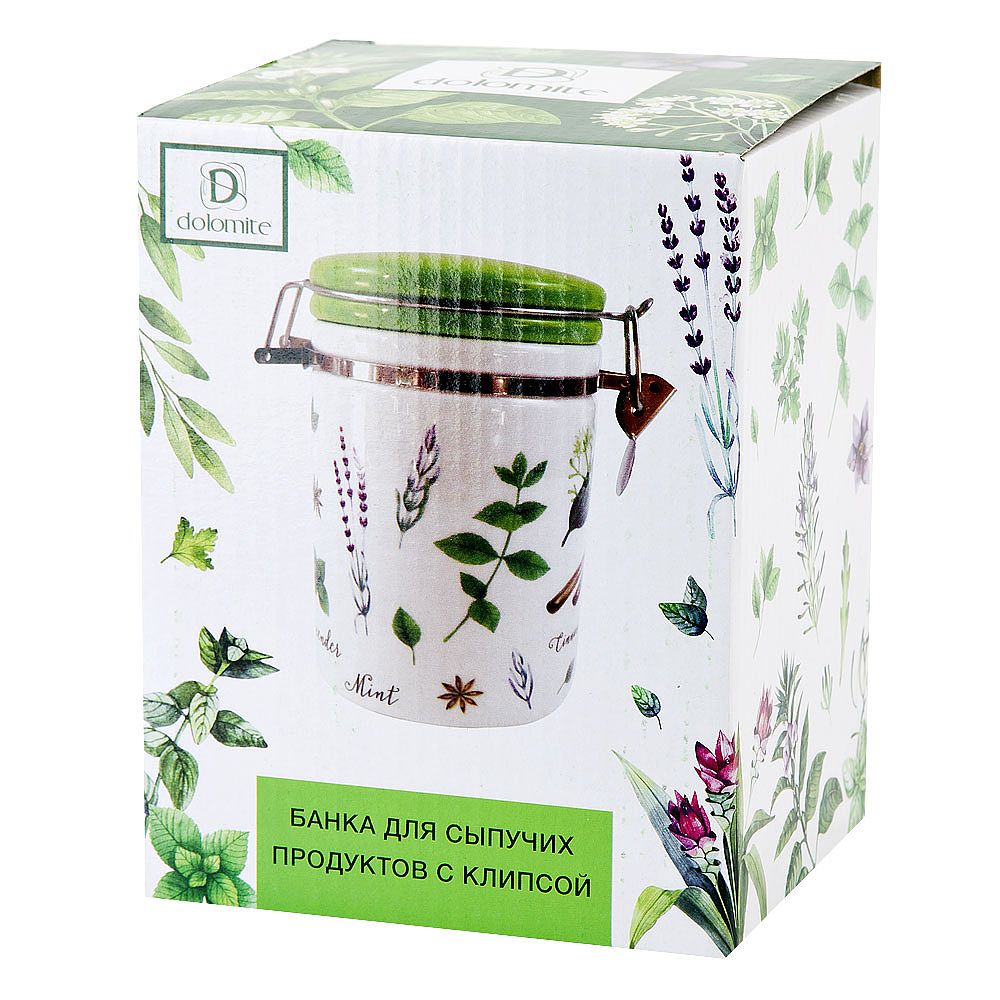 Банка для сыпучих продуктов (клипс) " " 15*10*16см. v=800мл. (керамика)