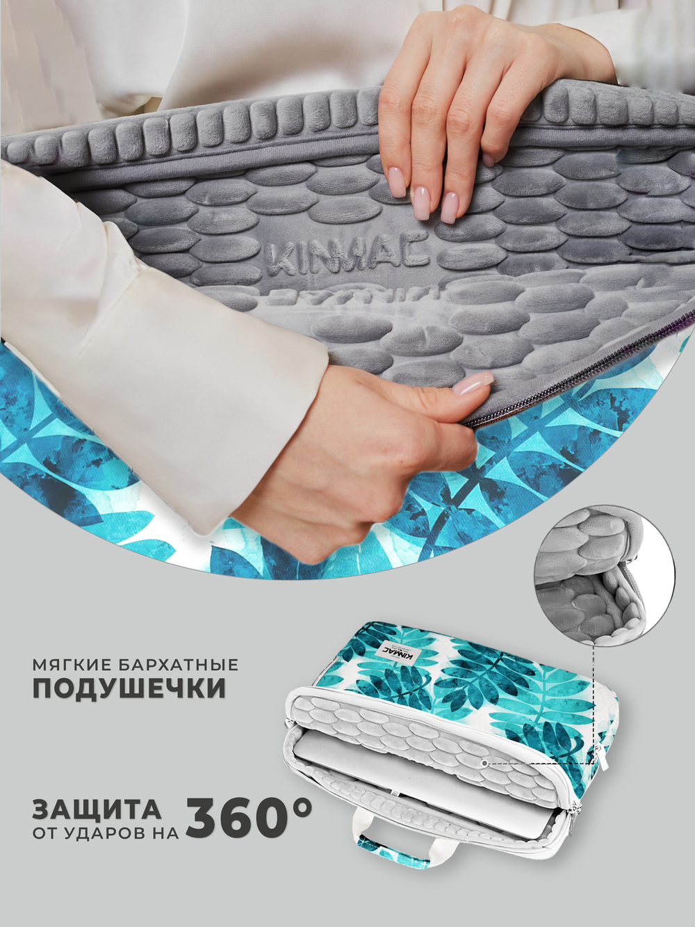 Сумка для ноутбука 15,6" и 17" с ремнем на плечо и большим карманом спереди (Папоротник)