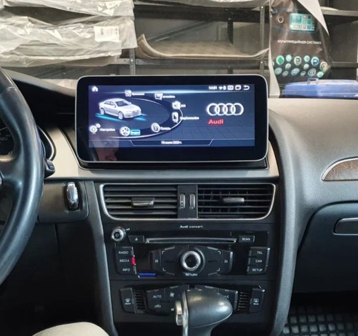 Магнитола для Audi A4 B8 2007-2015 с джойстиком MMI (рамка 10) - Teyes LUX ONE ROUND монитор 12.3" 2K QLED на Android 10, Быстрая, CarPlay, 4G SIM-слот
