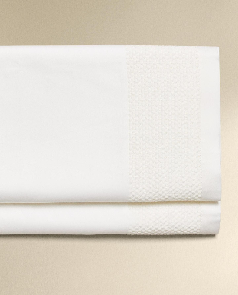 Zara Home - Атласная простыня с вязаной каймой, белый, 160x280 см