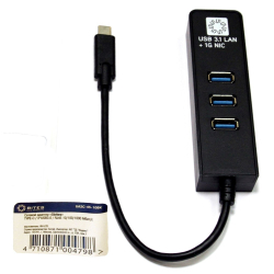 5bites Кабель-адаптер UA3C-45-10BK USB3.1 сетевая карта / 3*USB3.0 / RJ45 1G / BLACK