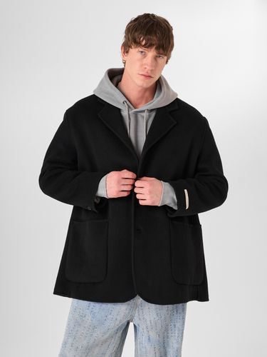 Черное шерстяное полупальто HEATHEN