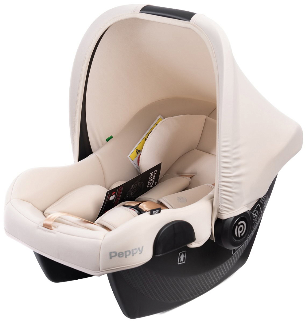 Детская коляска Peppy Monaco 3 в 1 с автокреслом Rise Milk Black (черный), рама черная матовая