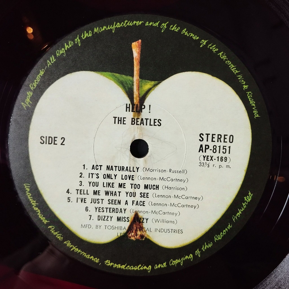 Винтажная виниловая пластинка LP The Beatles Help (Japan 1970) (Red Wax Vinyl) Yesterday