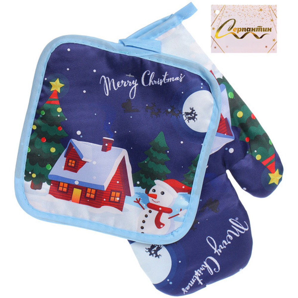 Прихватка в наборе с варежкой «Зимушка», 17,5*17,5 см и 26*17 см