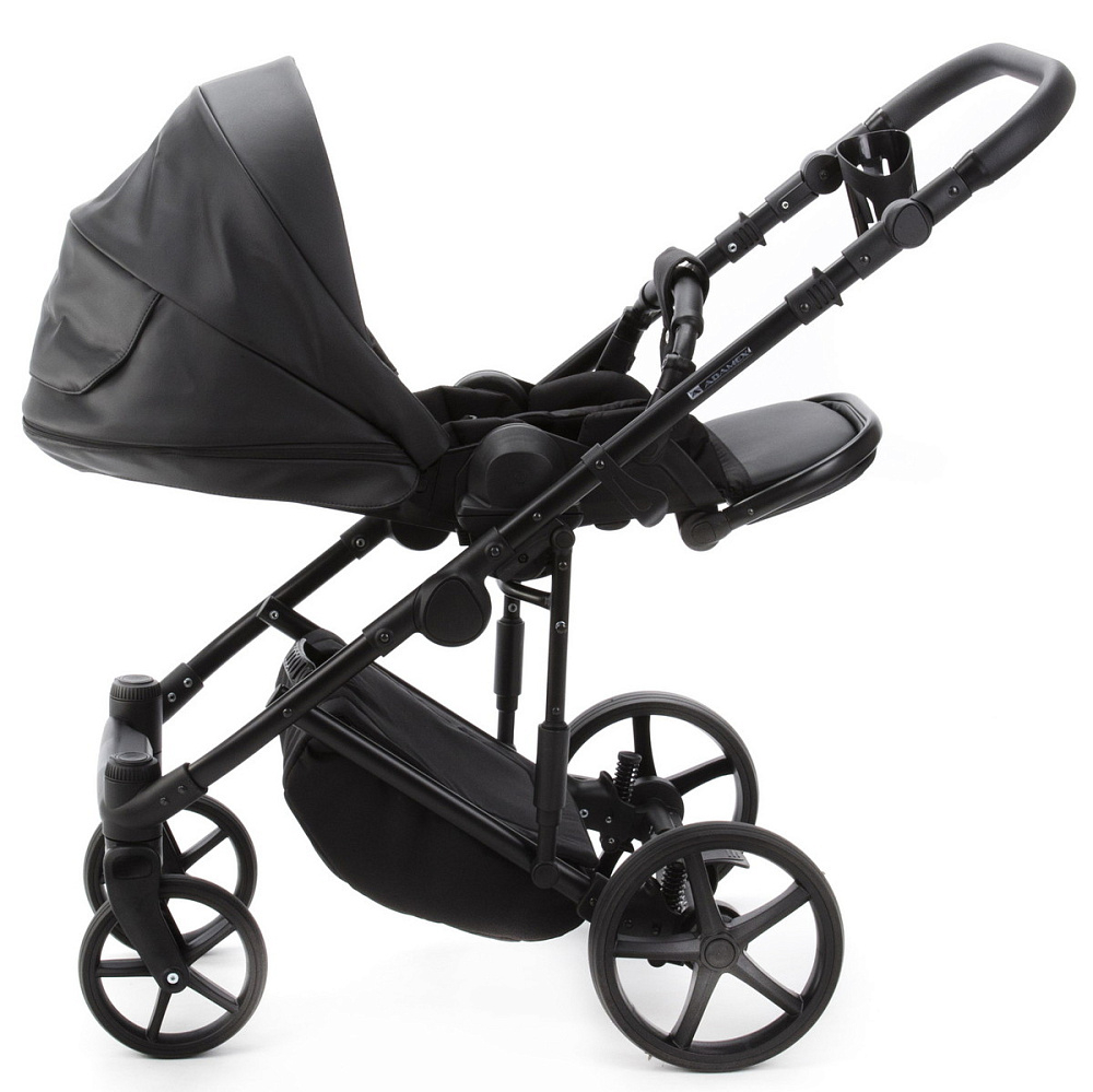 Детская коляска Adamex Zico Deluxe New 3 в 1 ZN-SA02 ЧЕРНАЯ КОЖА