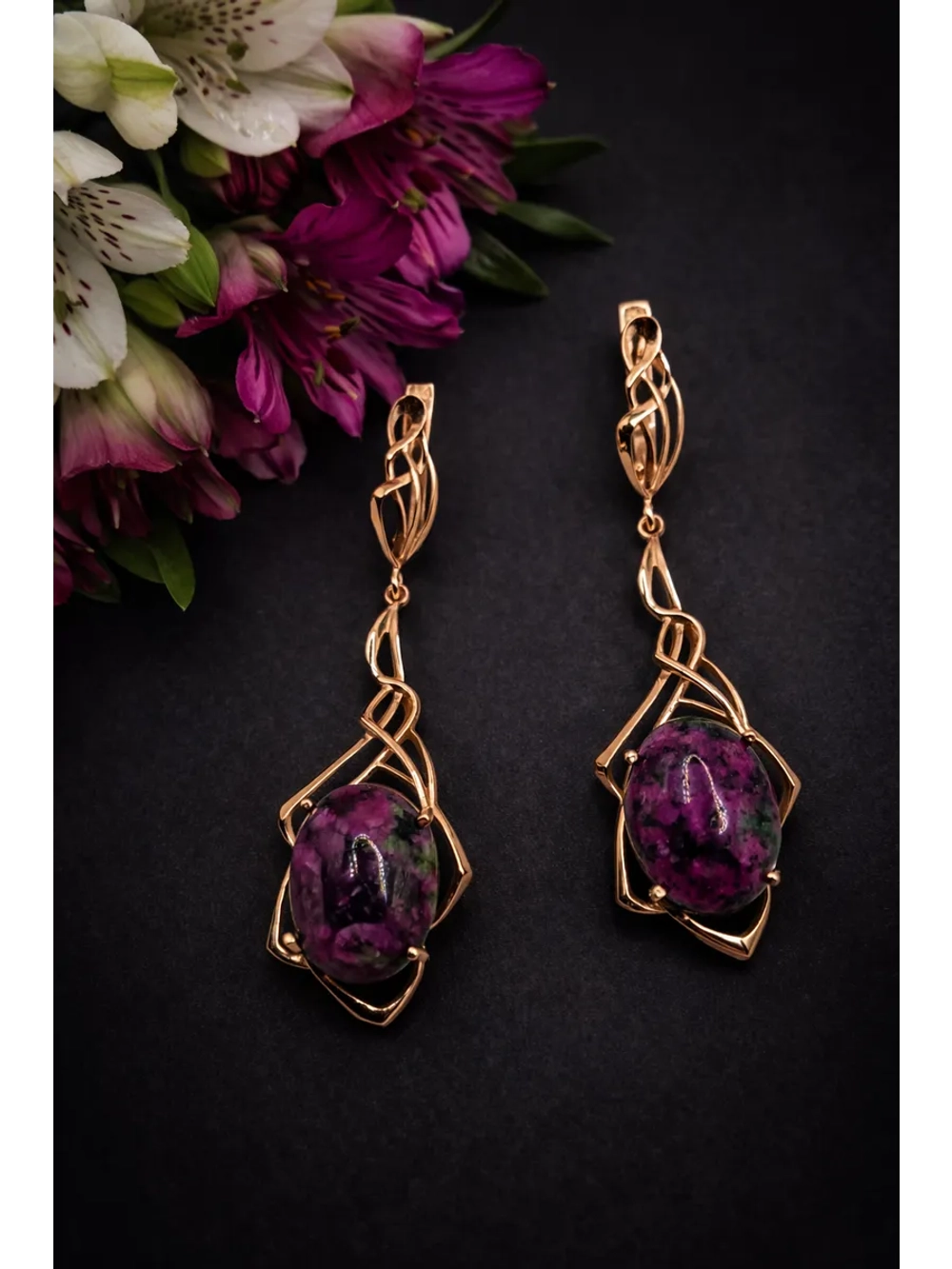 Серьги бижутерные с цоизитом