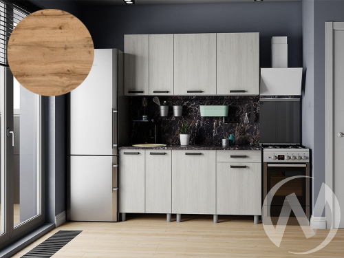 Кухня Элиана 1.6м (корпус белый/ясень анкор светлый) 26мм дуб вотан