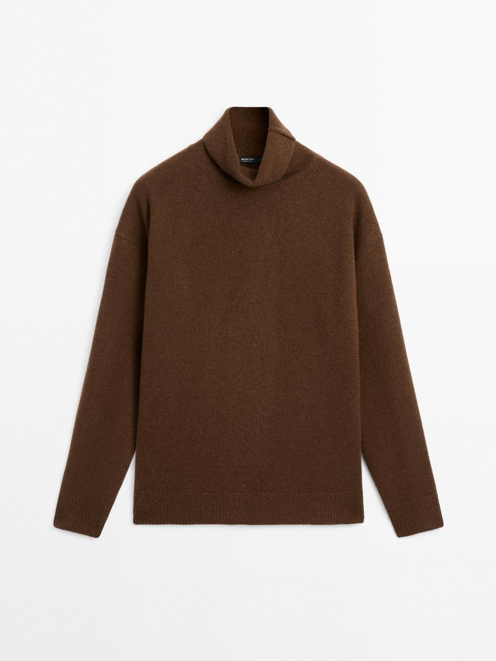 Massimo Dutti Свитер из смесовой шерсти с высоким воротником, тоффи