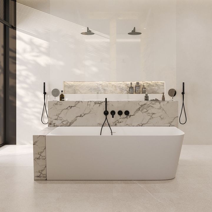 Ванна из искусственного камня ABBER Stein AS9621-1.7 L белая матовая