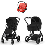 Коляска Cybex Balios S Lux BLK complete Aton S2 Hibiscus Red Base One 4 в 1 Moon Black с дождевиками