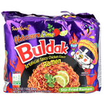 Buldak, Buldak®, жареный рамэн, пряная курица, хабанеро и лайм, 5 пакетиков по 135 г (4,76 унции)