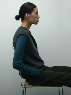 Massimo Dutti Жилет оверсайз из 100% кашемира, антрацитово-серый