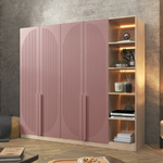 Шкаф Агератум МДФ четырехсекционный с стеллажом Лайн бохо (0,27) А10017 матовая - Дуб Сонома 3025  260*60*240