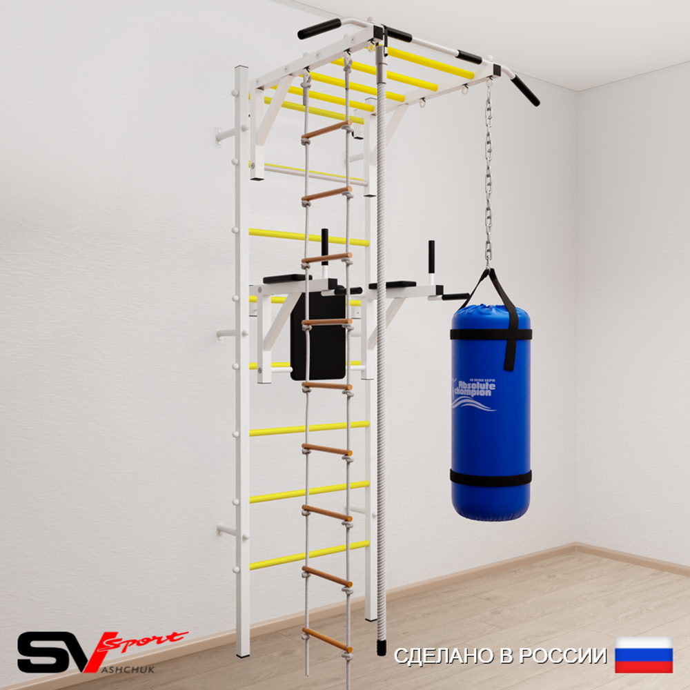 Шведская стенка Sv Sport усиленная 6452 (Турник рукоход/Брусья/Канат/Лестница/Цепь/Мешок 22кг)