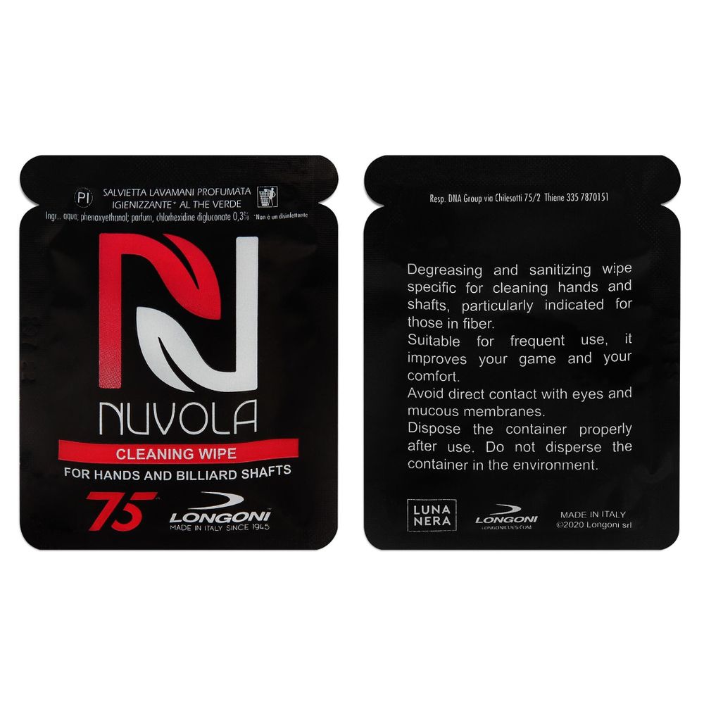 Салфетки для чистки кия и рук Longoni Nuvola Cleaning Wipes 10шт