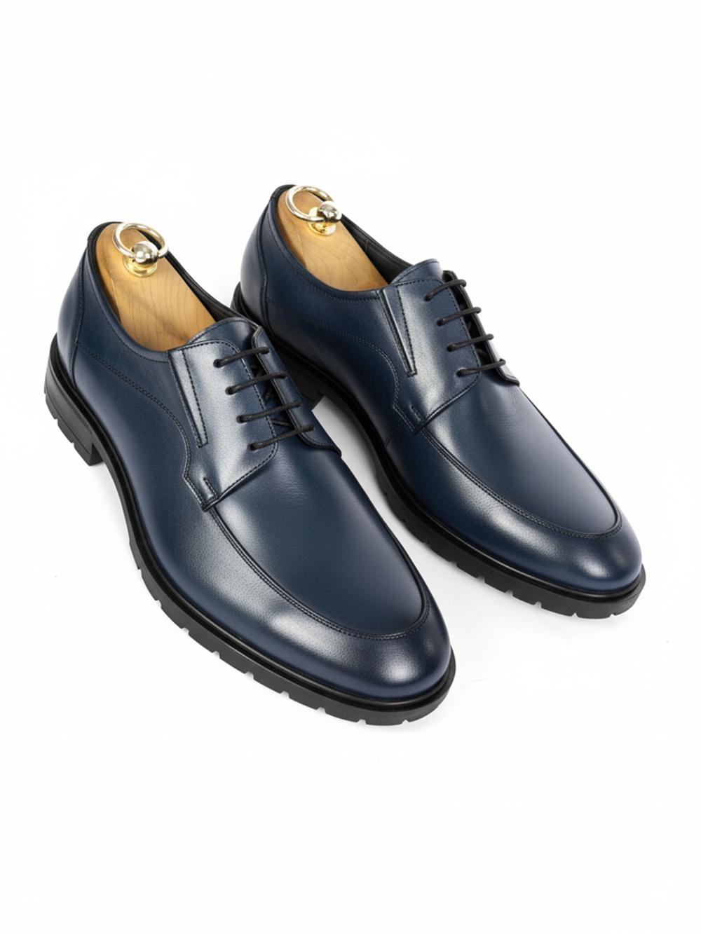 Мужские кожаные туфли - полуботинки Vorsh на высокой подошве, V5981син