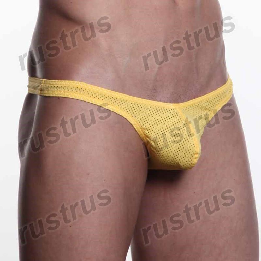 Мужские трусы стринги желтые WANGJIANG WG00065