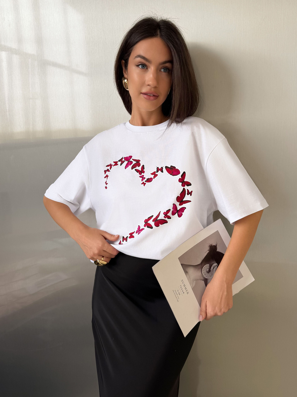 Футболка оверсайз с принтом длинная14