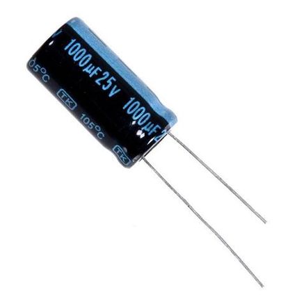 Конденсатор электролитический 25 В 1000 мкФ "Jamicon" 10x20мм 105 град.