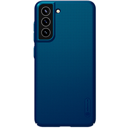 Жесткий тонкий чехол синего цвета от Nillkin для Samsung Galaxy S21 FE (Fan Edition), серия Super Frosted Shield