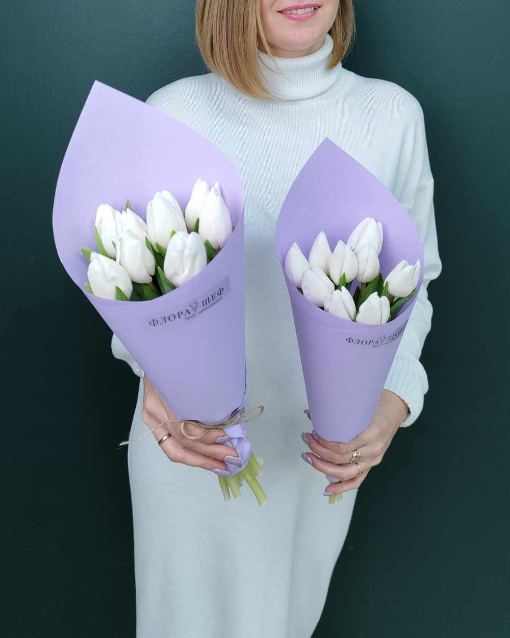 Букет из белых тюльпанов,9шт(00146)