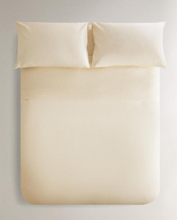 ZARA HOME (1000 НИТЕЙ) ПРОСТЫНЯ ИЗ ПЕРКАЛЯ | ВЫСОТА 40 СМ, КРЕМОВЫЙ
