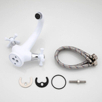 Смеситель для раковины, Frud, корот изл, с кран-буксой, бел, R10332