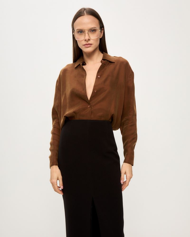 Блузка из купры шоколадная