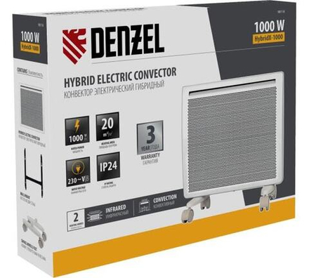 Конвектор гибридный электрический HybridX-1000, ИК нагреватель, цифровой термостат// Denzel