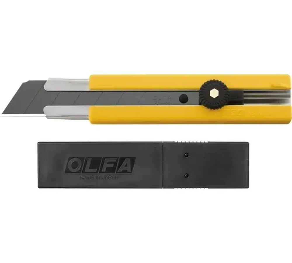 OLFA 25мм, в комплекте с лезвиями EXCEL BLACK 5шт, нож (OL-H-1BB/5BB)