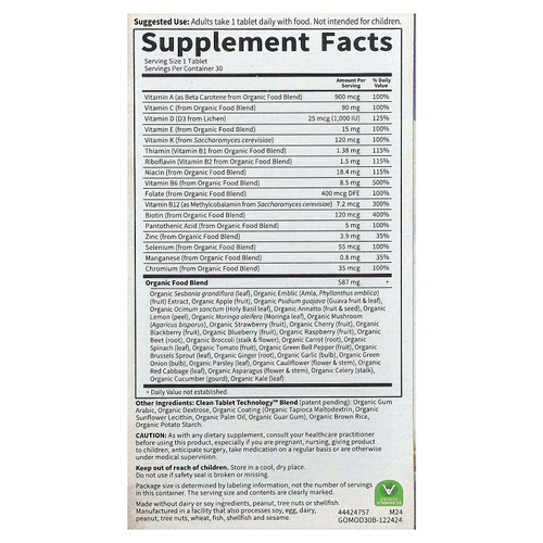 Garden of Life, Organics, мультивитамины из цельных продуктов для мужчин, 30 веганских таблеток