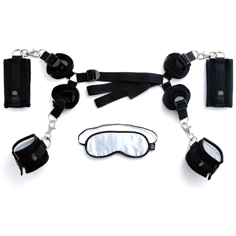 Комплект бондажа Under The Bed Restraints Kit (Цвет: серебристый с черным)