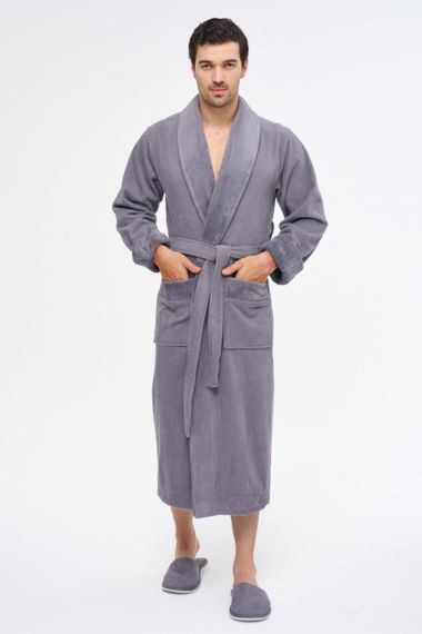 Халат мужской с полотенцами 1163 серый Nusa