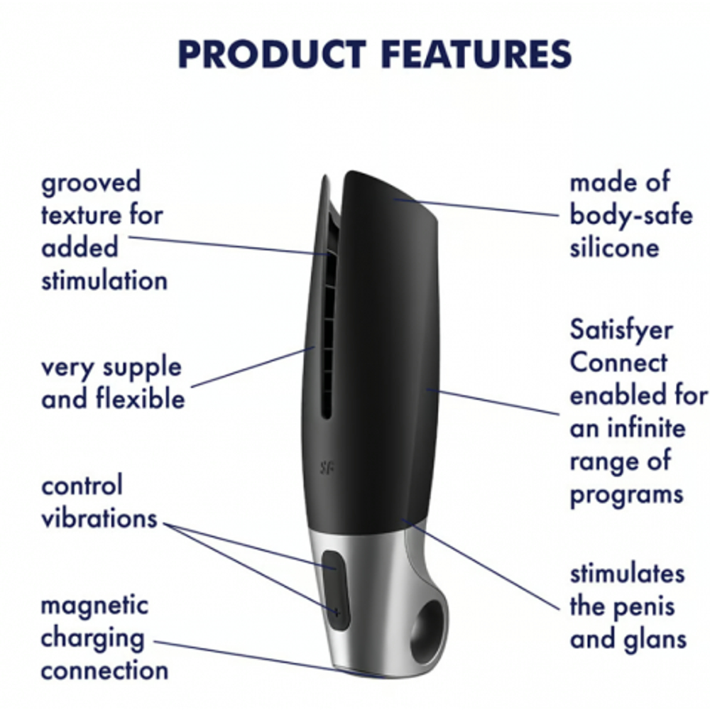 Мастурбатор с вибрацией Satisfyer Power Masturbator черно-серебристый