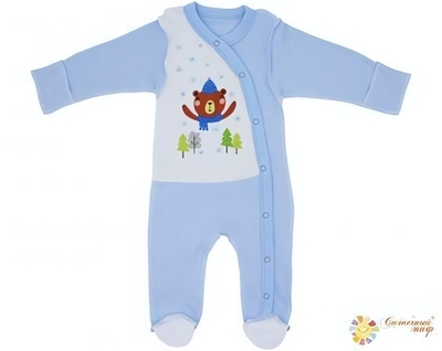 Комбинезон №2 "Звери зима" для мальчика (интерлок) Размер 24 Рост 74 (Солнечный миф)