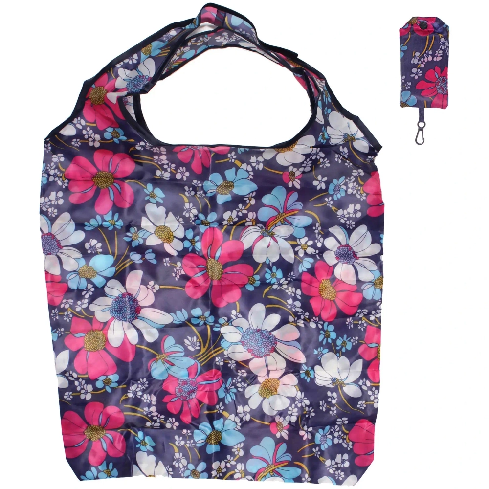 Сумка - шоппер с карабином «ИДЕЯДОМА», принт ромашки, 60*38см/нагрузка до 10кг (инд. пакет истикер)