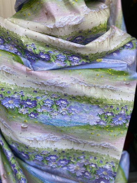 ЦВЕТОЧНЫЕ ПОЛЯ ЗЕЛЕНО-ГОЛУБЫЕ 100% хлопок Handmade Fabrics 3