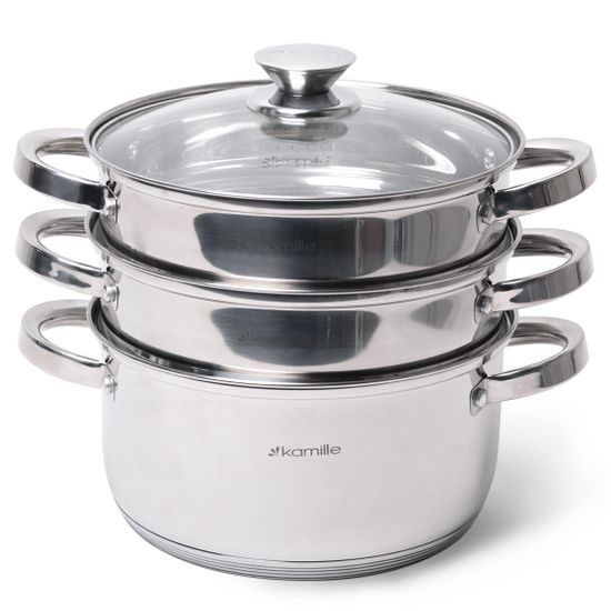 Пароварка 2-х уровневая из нержавеющей стали Kamille KM-5817 (диаметр 24 см)