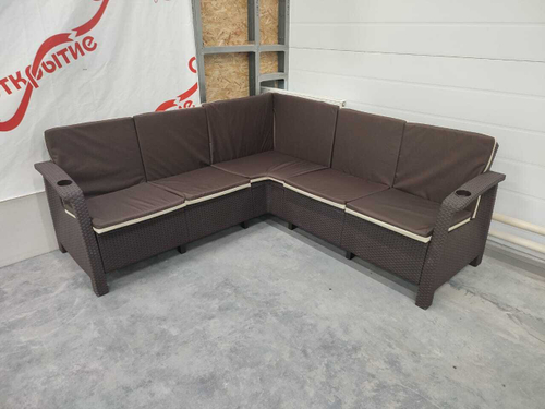 Угловой диван Yalta Corner Set под ротанг для лаунж зоны  с подушками на сиденье и спинку
