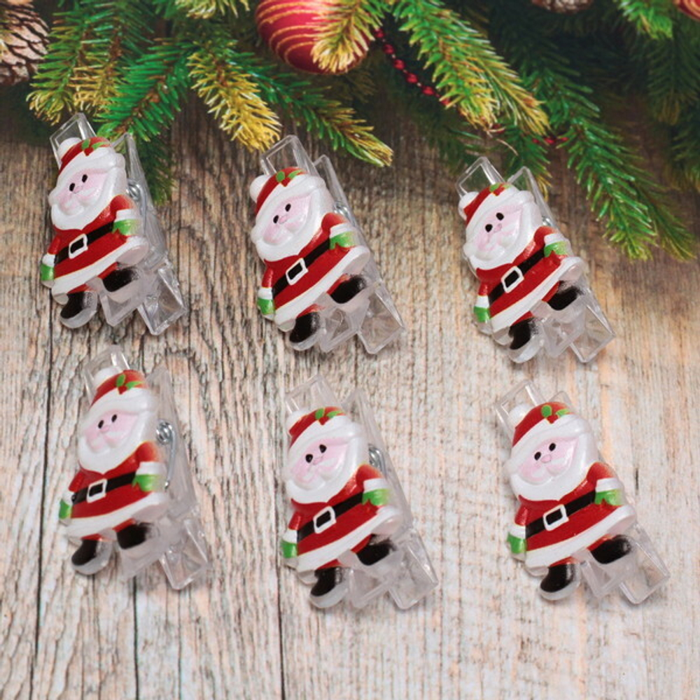 Прищепки декоративные «Сказочный Дед Мороз» 3 см (набор 6 шт)