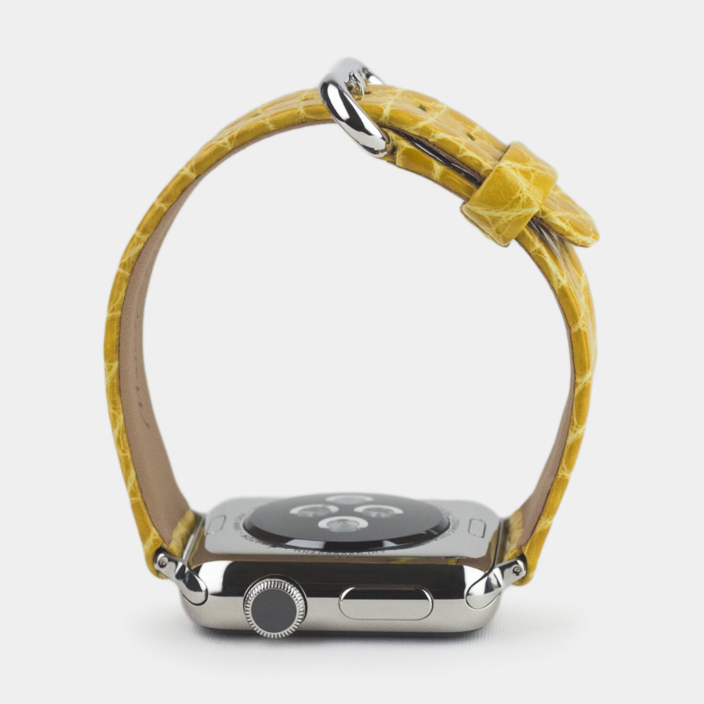 Ремешок для Apple Watch 40/41/42 mm из кожи аллигатора цвета, желтый лак