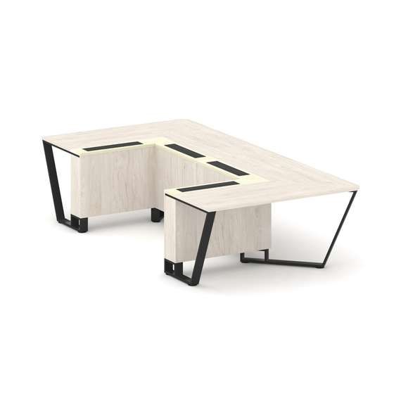 Steel Meet Стол переговорный П-образный KMK-PR.B.SP-07P Денвер Светлый/Ваниль Глянец/Металл Черный 1