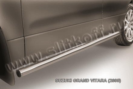 Пороги из нержавейки Suzuki Grand Vitara (2005-2008) d57 труба (черный цвет)