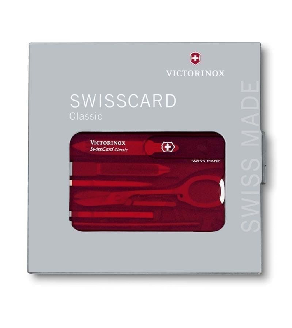Швейцарская карточка VICTORINOX SwissCard Classic, 10 функций, полупрозрачная красная