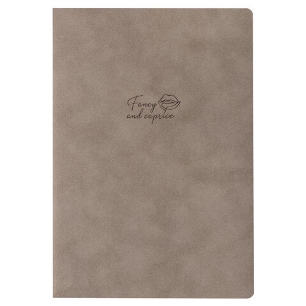 Тетрадь 48 л. без линовки обложка кожзам под замшу, сшивка, A5 (147х210мм), СЕРЫЙ, BRAUBERG CAPRISE, 403862