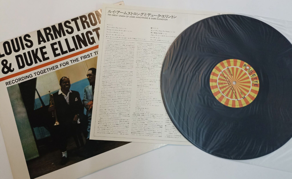 Винтажная виниловая пластинка LP Louis Armstrong and Duke Ellington Recording Together For The First Time (Japan 1978)