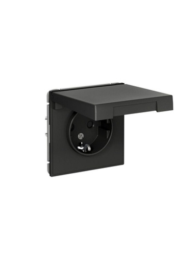 Розетка ArtGallery 16А IP20 с заземл. защ. шторки с крышкой механизм базальт SE GAL001446