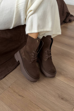 Ботинки из натуральной замши/Натуральный мех